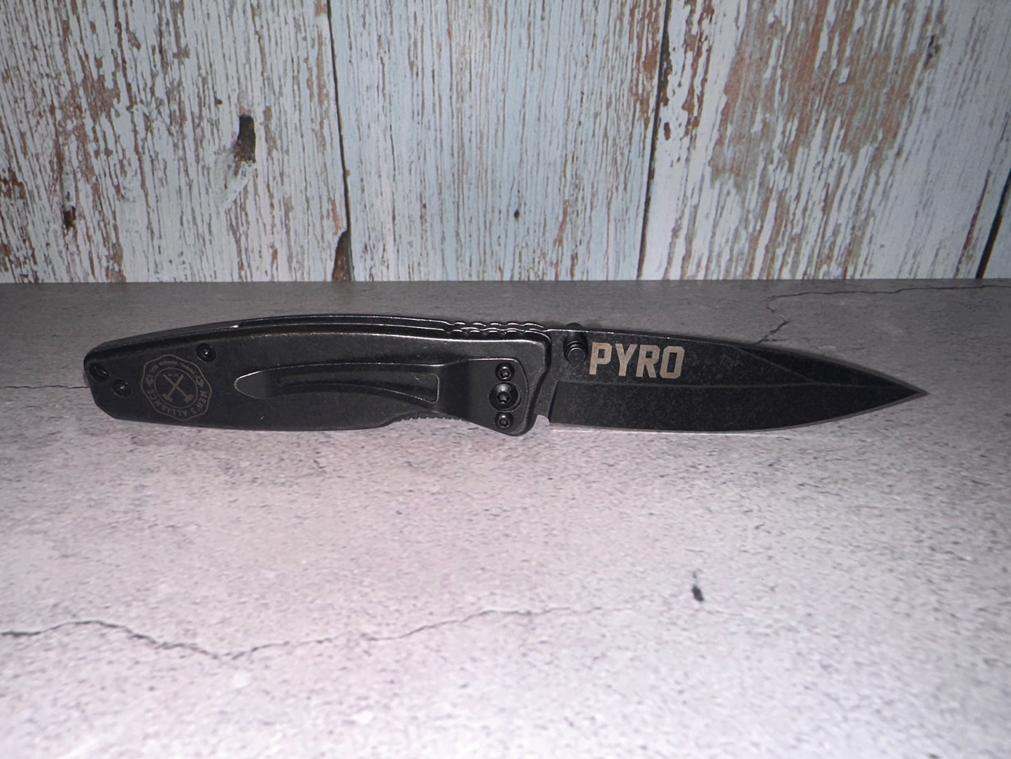 Call Sign Knife with MA and Finish Strong Logo