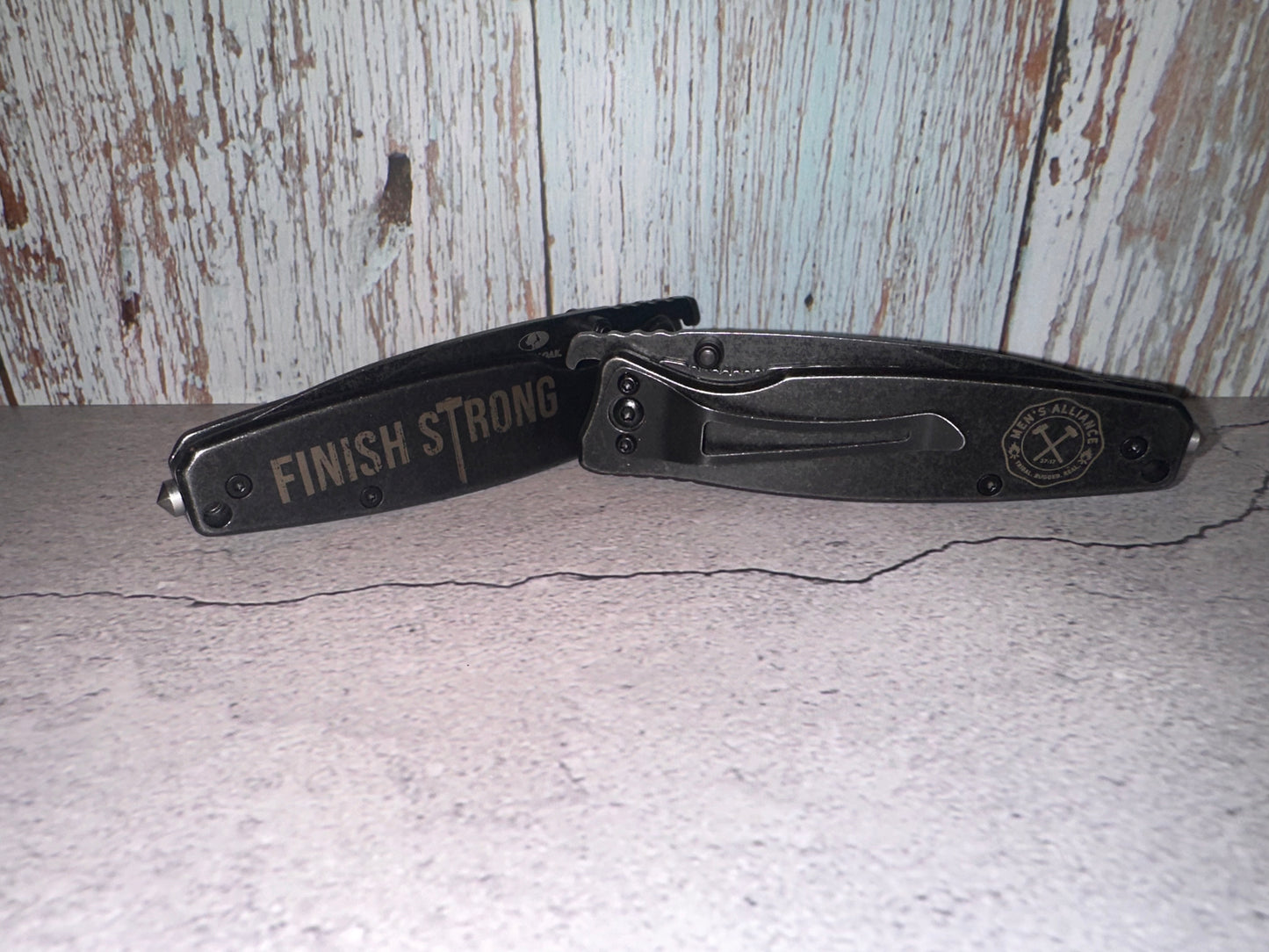 Call Sign Knife with MA and Finish Strong Logo